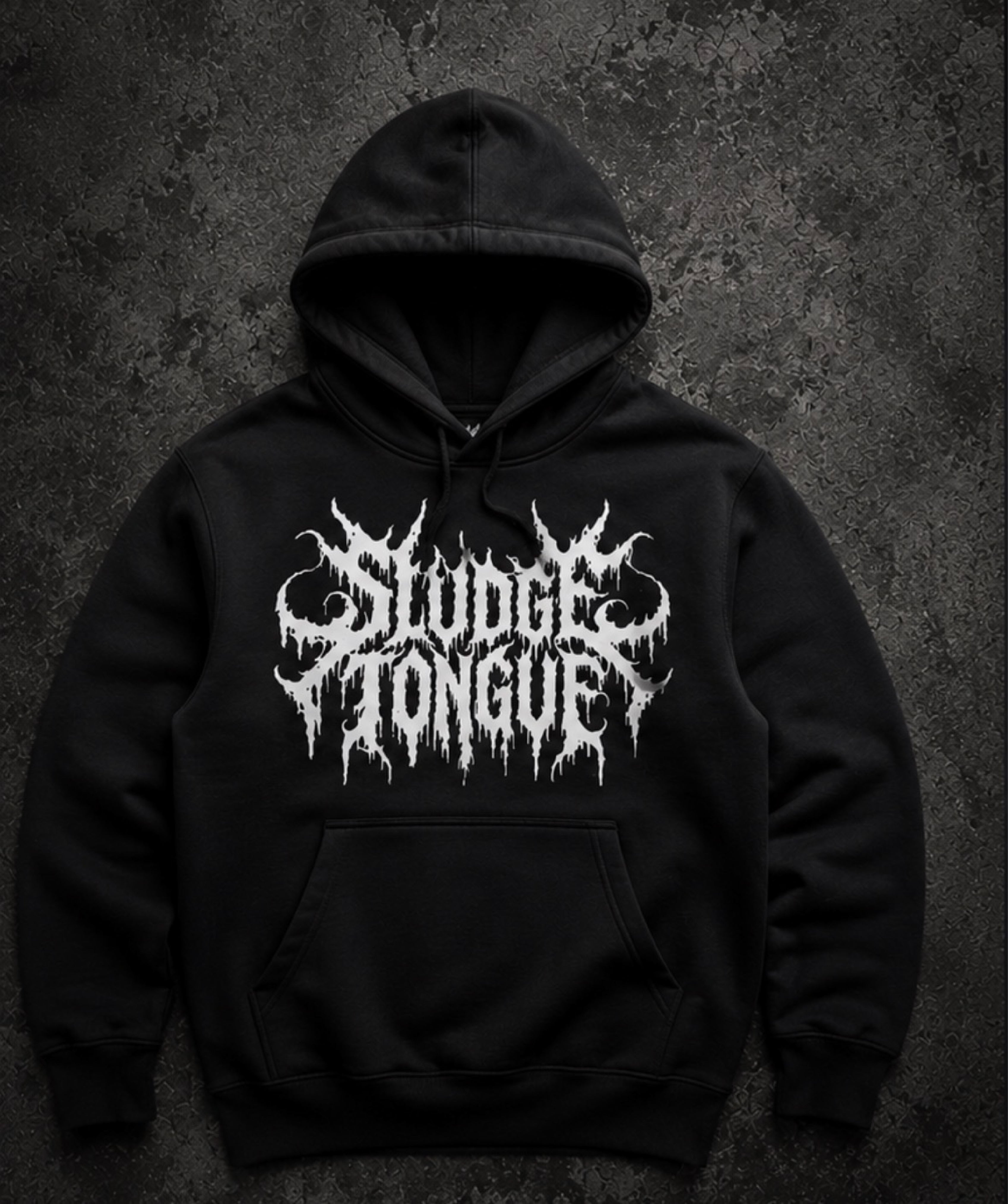 BLACK SLUDGE TONGUE HOODIE